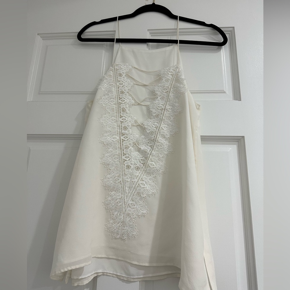 CAMI NYC white lace up tank